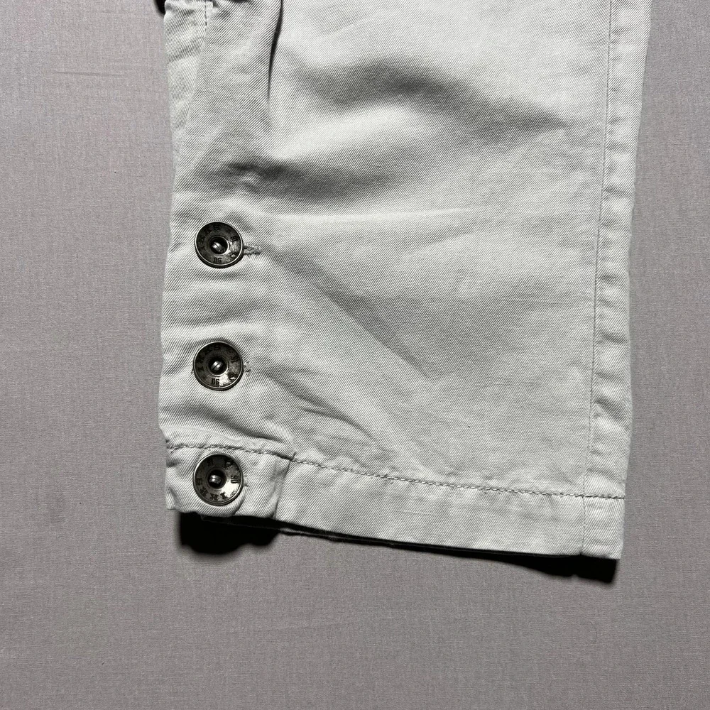 IKKS Cargo Pants Womens‎ 40 Light Gray Cropped Capri Drawstring Button Hem Twill